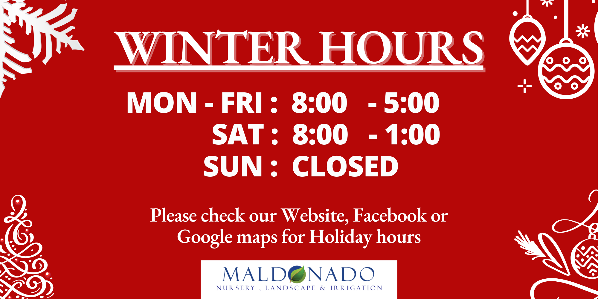 WINTER HOURS
